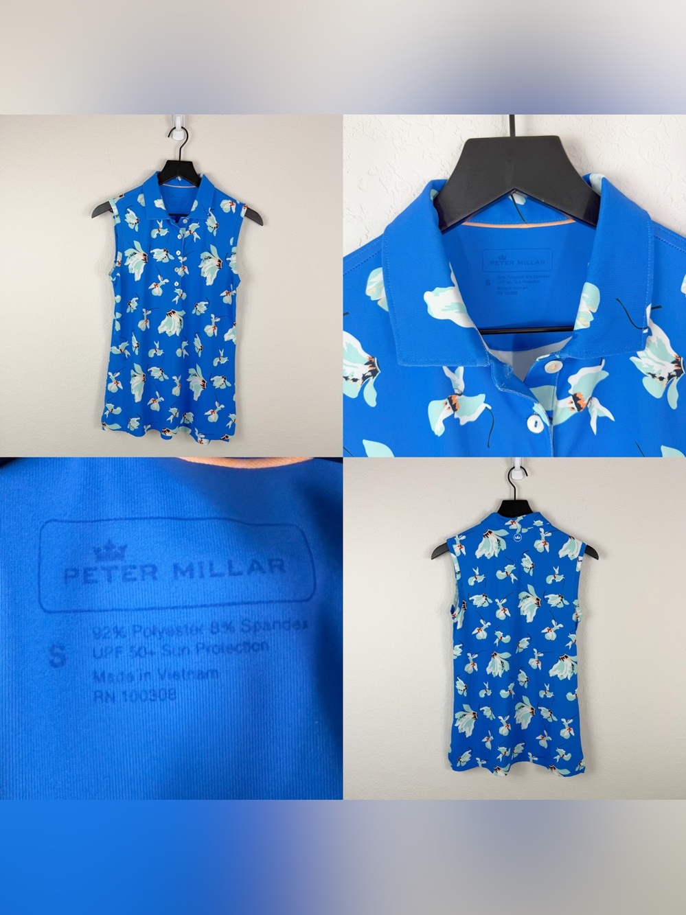 •PETER MILLAR• Womens Sleeveless Golf Polo Floral UPF Size Small